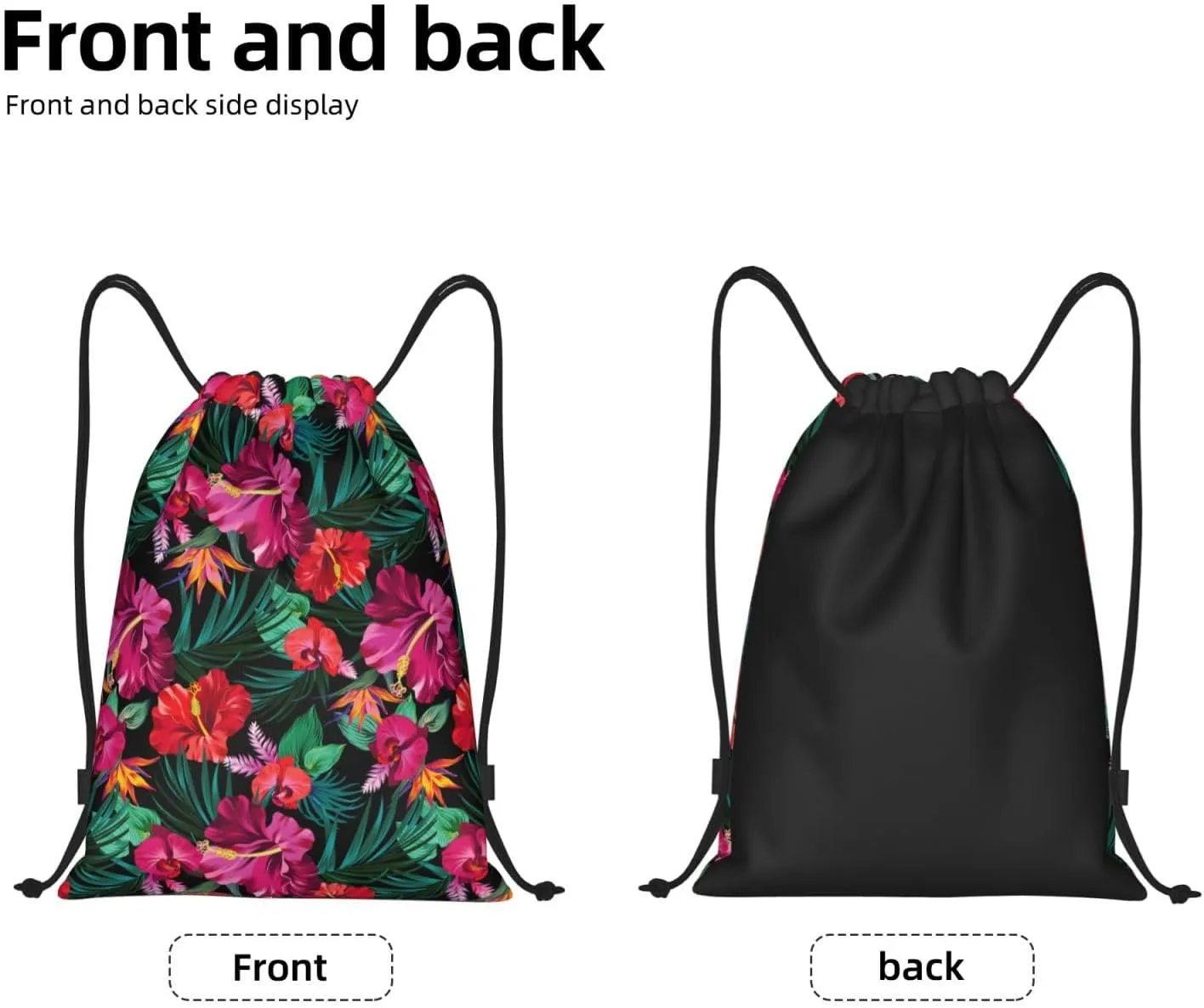 Hawaiian Flower Floral Drawstring Bags Casual String Daypack for Women Men Sport Gym Yoga Travel Backpacks