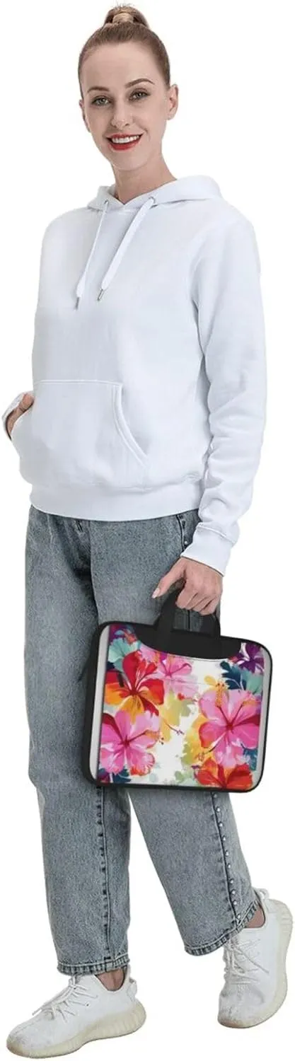 Hawaiian flower print Laptop Tote Bag for Men Women Laptop Sleeve Shoulder Briefcase Messenger Computer Bag