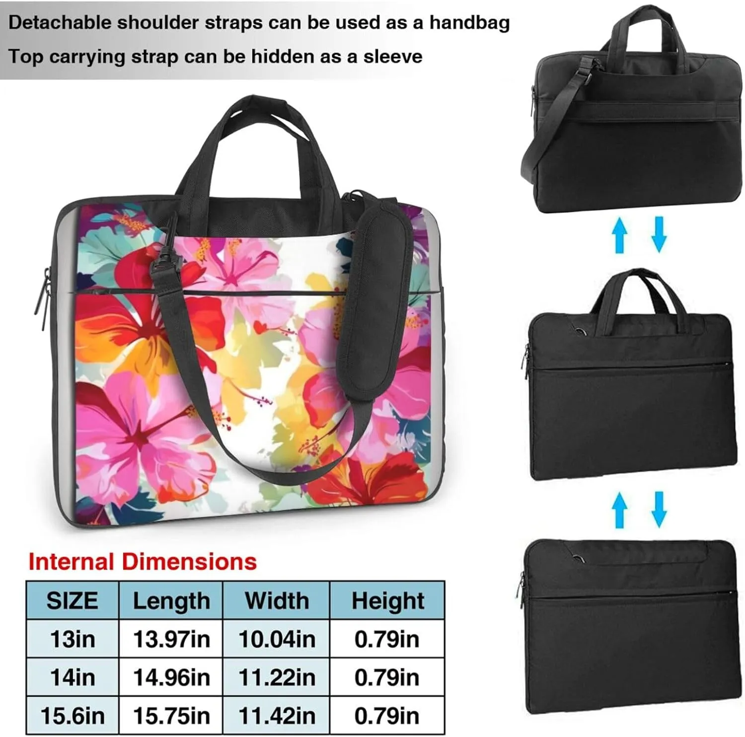 Hawaiian flower print Laptop Tote Bag for Men Women Laptop Sleeve Shoulder Briefcase Messenger Computer Bag