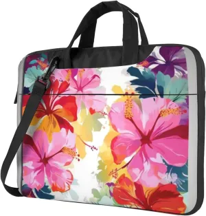 Hawaiian flower print Laptop Tote Bag for Men Women Laptop Sleeve Shoulder Briefcase Messenger Computer Bag