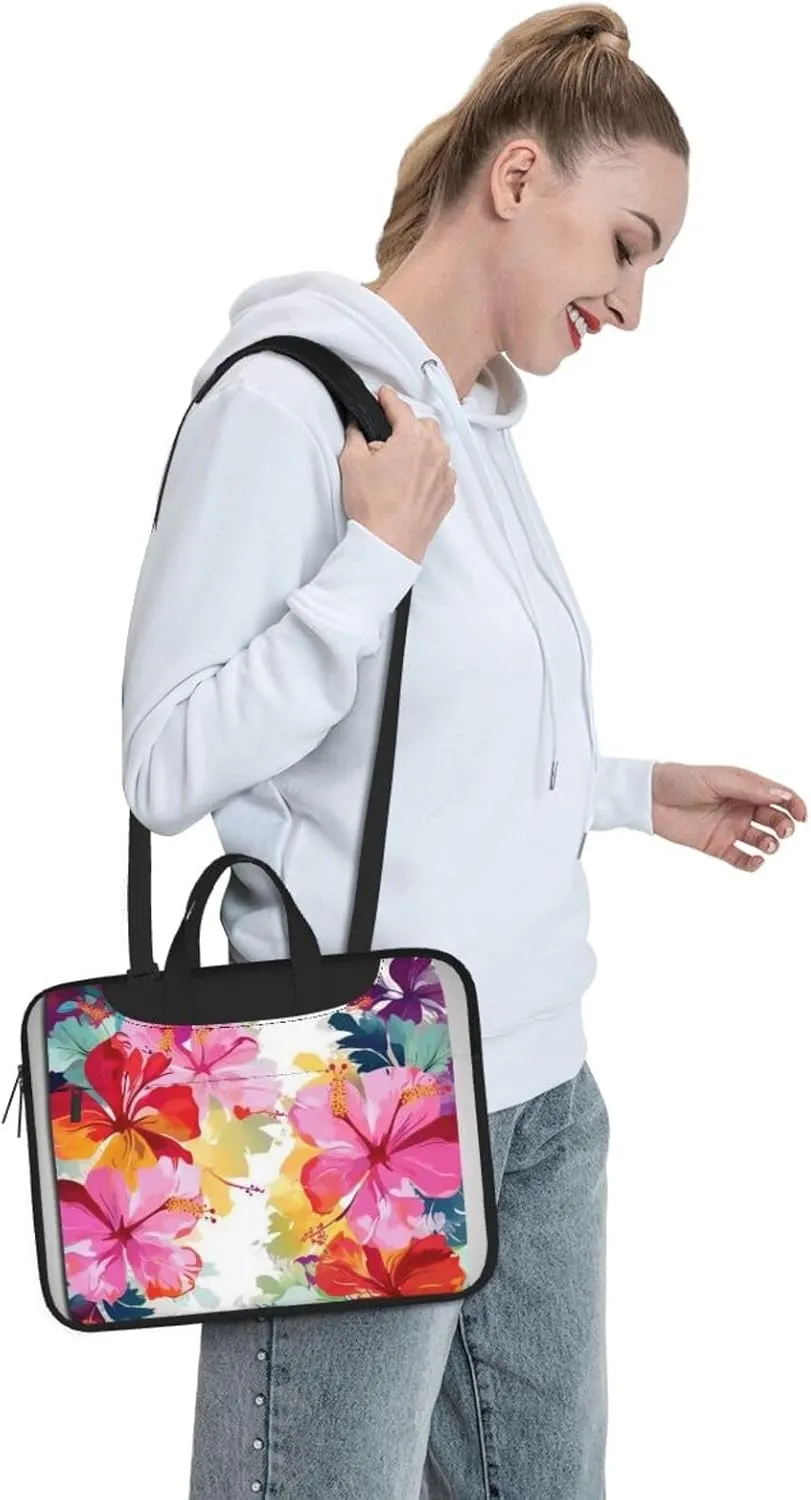 Hawaiian flower print Laptop Tote Bag for Men Women Laptop Sleeve Shoulder Briefcase Messenger Computer Bag