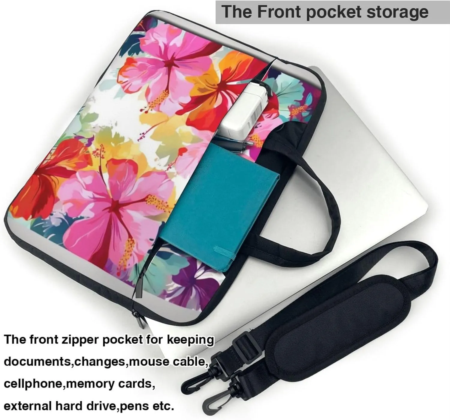 Hawaiian flower print Laptop Tote Bag for Men Women Laptop Sleeve Shoulder Briefcase Messenger Computer Bag