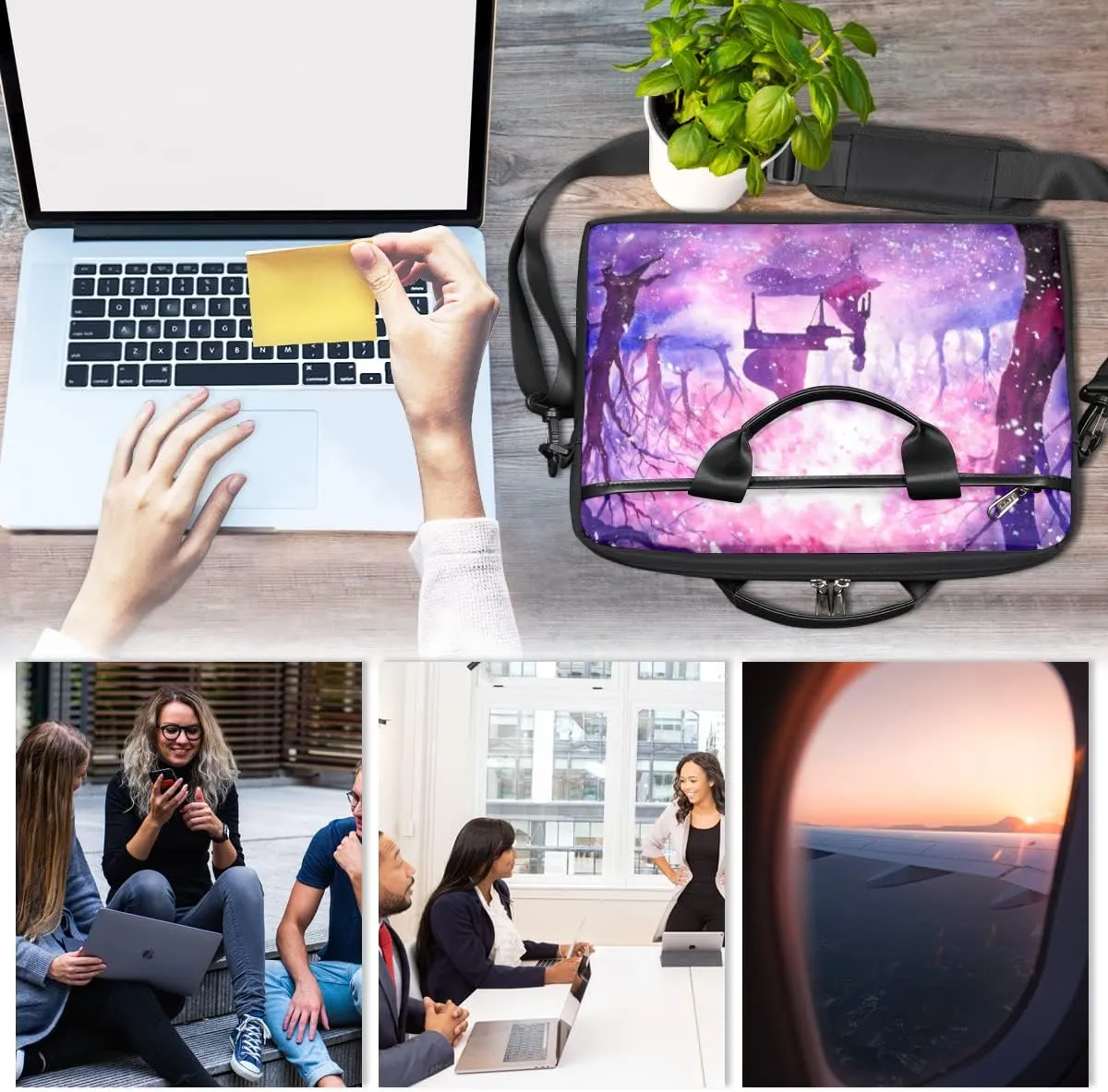 Hawaiian Tiki Pattern Laptop Shoulder Messenger Bag Waterproof Laptop Briefcase with Handle and Padded Strap Case Sleeve
