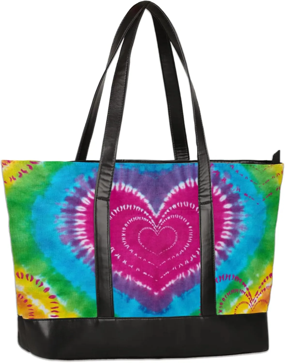 Heart Tie Dyed Laptop Tote Bag for Women Lightweight Work Purse with Multiple Compartments Fits 13-15.6 Inch Laptop Tablet Shoulder Bag for Office Travel Daily Use