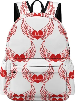 Heartbeat Wings Fashion Laptop Backpack Purse Travel Backpack Casual Shoulder Bag for Work Shopping Camping