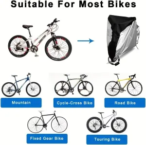 Heavy-Duty Bicycle Protector - Winter-Ready Bike Cover - Ice/Snow Resistant Oxford Fabric with Lockable Reinforced Corners - Windproof Anti-Dust Cover for Camping/Commuting Bikes,L
