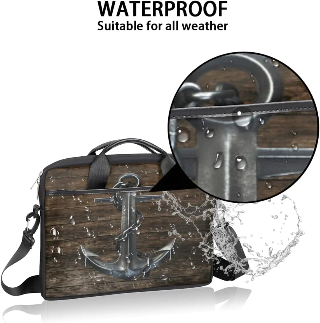 Hens And Chickens Black Background Laptop Shoulder Messenger Bag Waterproof Laptop Briefcase Handle Padded Strap