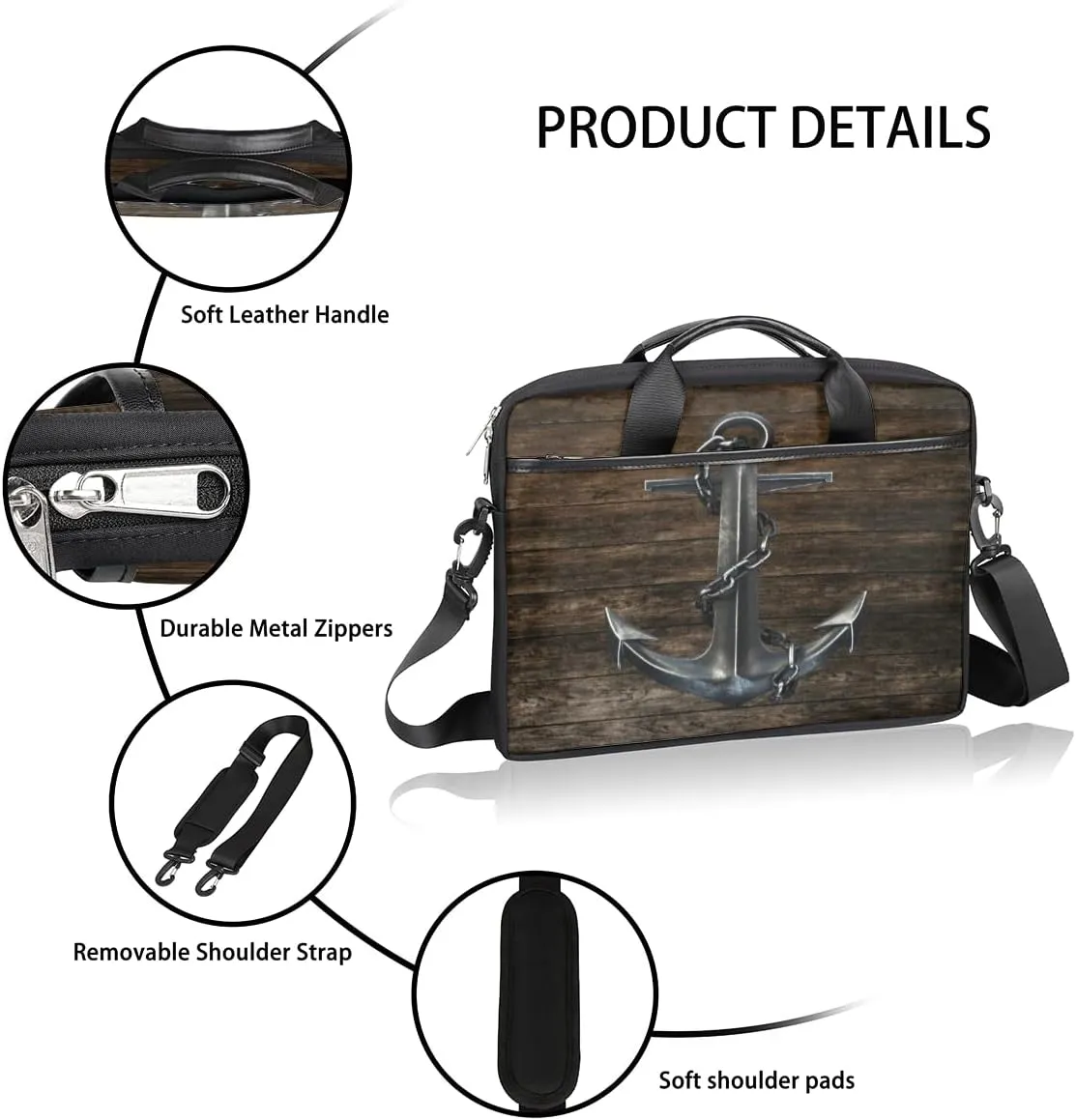 Hens And Chickens Black Background Laptop Shoulder Messenger Bag Waterproof Laptop Briefcase Handle Padded Strap