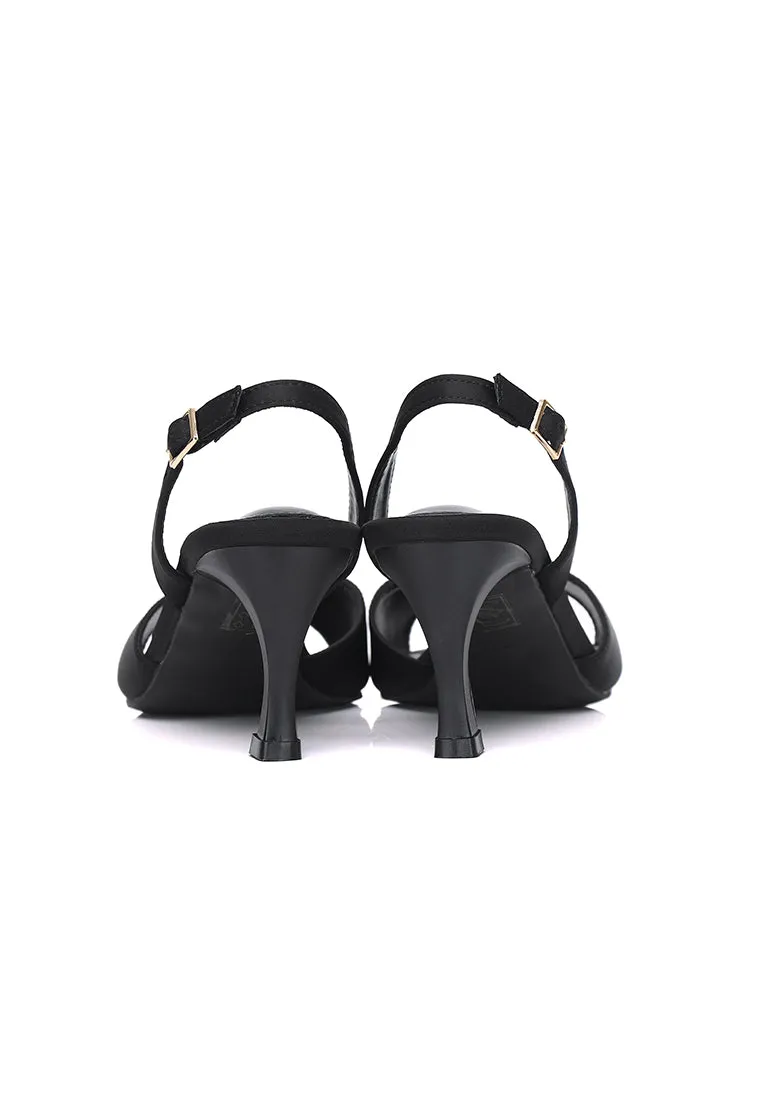 Herlina Pointed Toe Slingback Heels (Black)