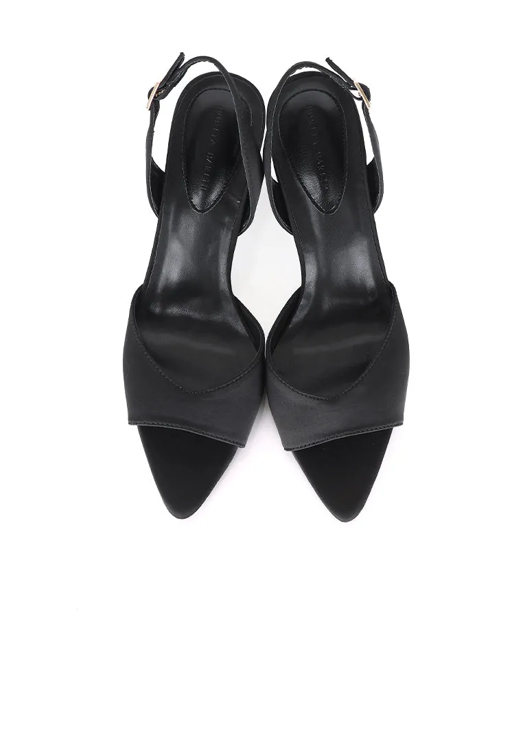 Herlina Pointed Toe Slingback Heels (Black)