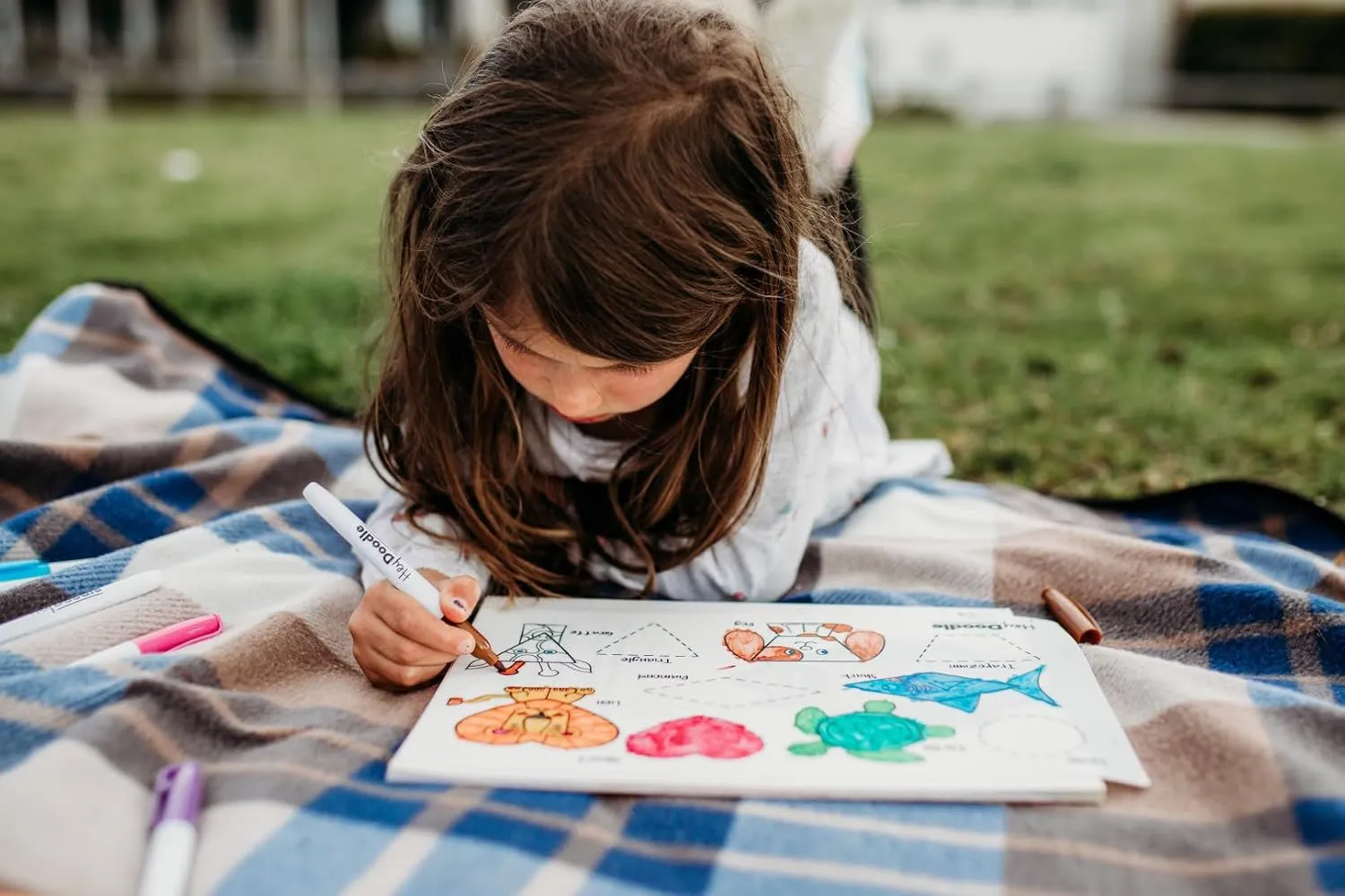 Hey Doodle ShapeShifters Mini – Reusable Silicone Drawing Mat for Toddlers and Kids – Educational Shape & Animal Activity Pad with 3 Markers – Mess-Free Travel Toy – Ages 3-7