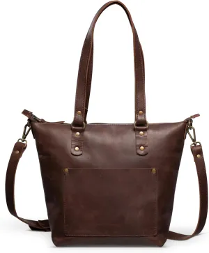 HIDES Crossbody Leather Tote Bag, Handcrafted Travel Companion Premium Full-Grain Leather Zipper Compartment Removable Strap