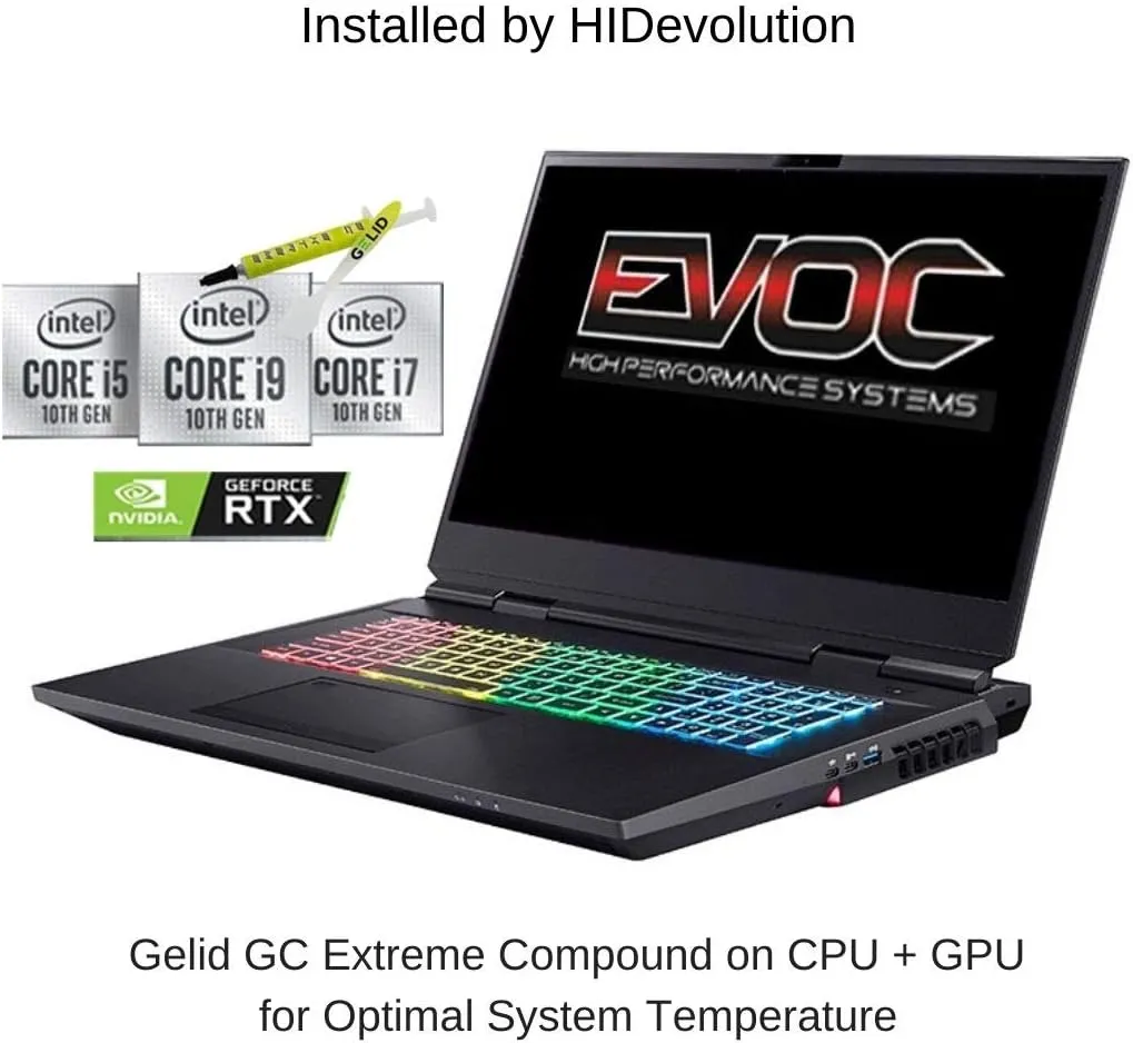 HIDevolution EVOC High Performance Systems X1702F (X170KM-G) 17.3" UHD, 3.8 GHz i7-10700K, RTX 3080, 128 GB 3200MHz RAM, 24 TB PCIe SSD