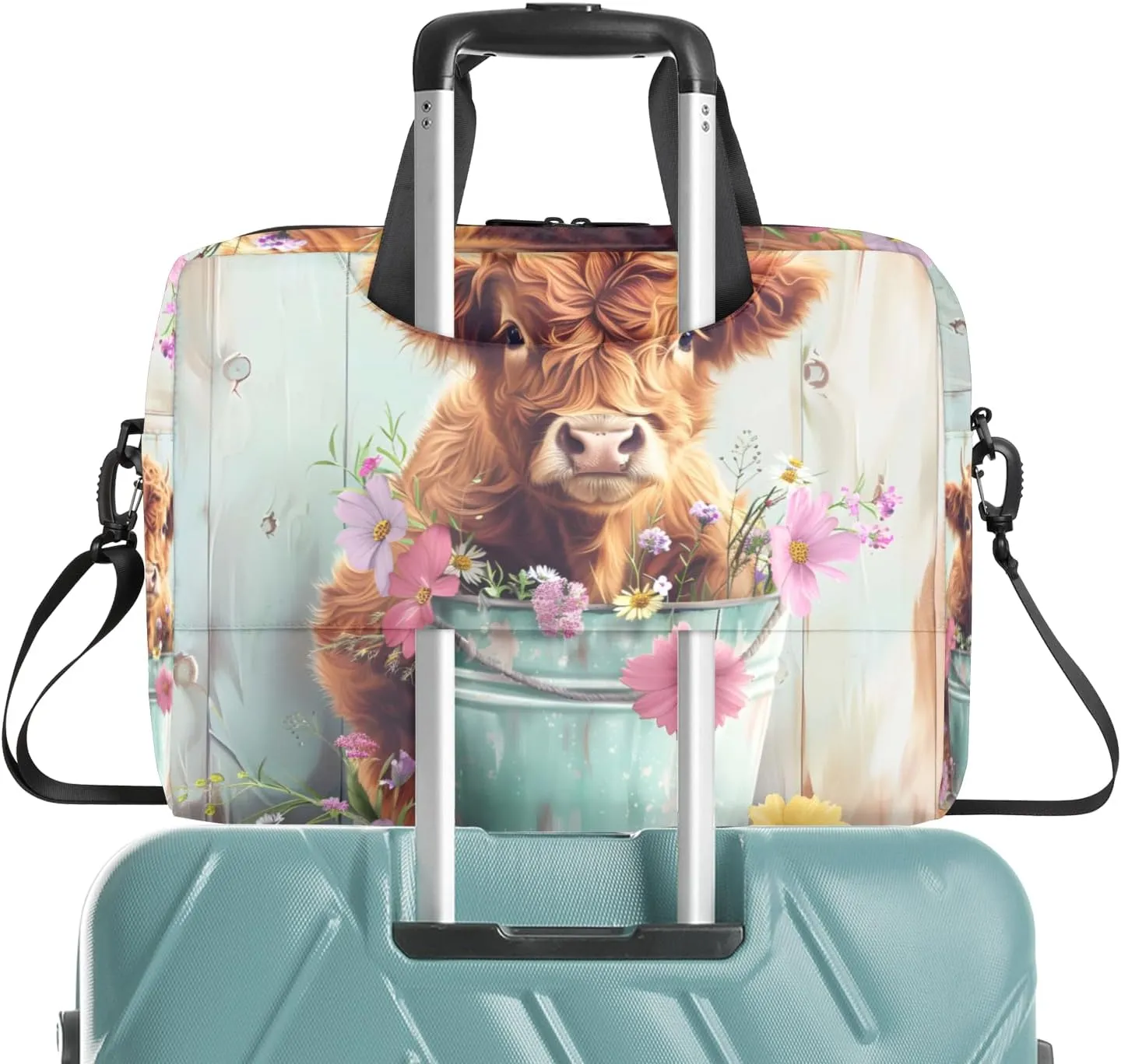 Highland Cow Laptop Sleeve Case 14 15 15.6 inch, Highland Cow Laptop Briefcase Shoulder Bag Waterproof Travel Computer Cover Carrying Bags