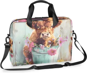 Highland Cow Laptop Sleeve Case 14 15 15.6 inch, Highland Cow Laptop Briefcase Shoulder Bag Waterproof Travel Computer Cover Carrying Bags
