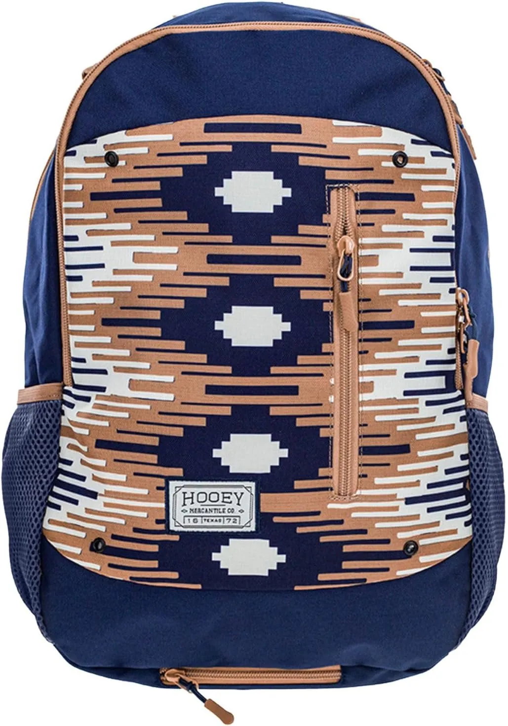 HOOEY "Rockstar 20 Liter School Hiking Backpack Rain Cover Hat Strap Laptop Sleeve Hydro Pockets (Navy/Tan)