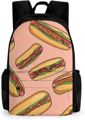 Hot Dogs with Wheat Buns 16 Inch Laptop Backpack Large Capacity Daypack Travel Shoulder Bag for Men Women