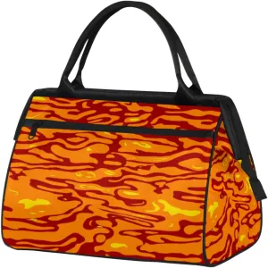 Hot Lava Background Red Travel Duffel Bag Sports Travel Duffel Bag Waterproof Durable Large Gym Tote Bag Weekender Overnight Bag for Women Travel Gym Yoga