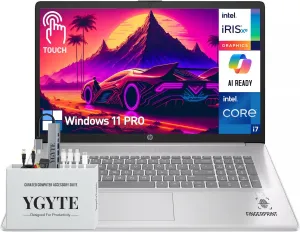 HP 17 Inch Laptop Touchscreen Computer, 17.3" HD  Touch Screen Business Laptop PC, Intel Core i7, 64GB RAM 2TB SSD 512GB Docking Set,Windows 11 Pro, Copilot AI, 10-Key Number Pad, Fingerprint