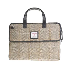 Ht Leather Laptop Bag Tan & Brown Herringbone / Black
