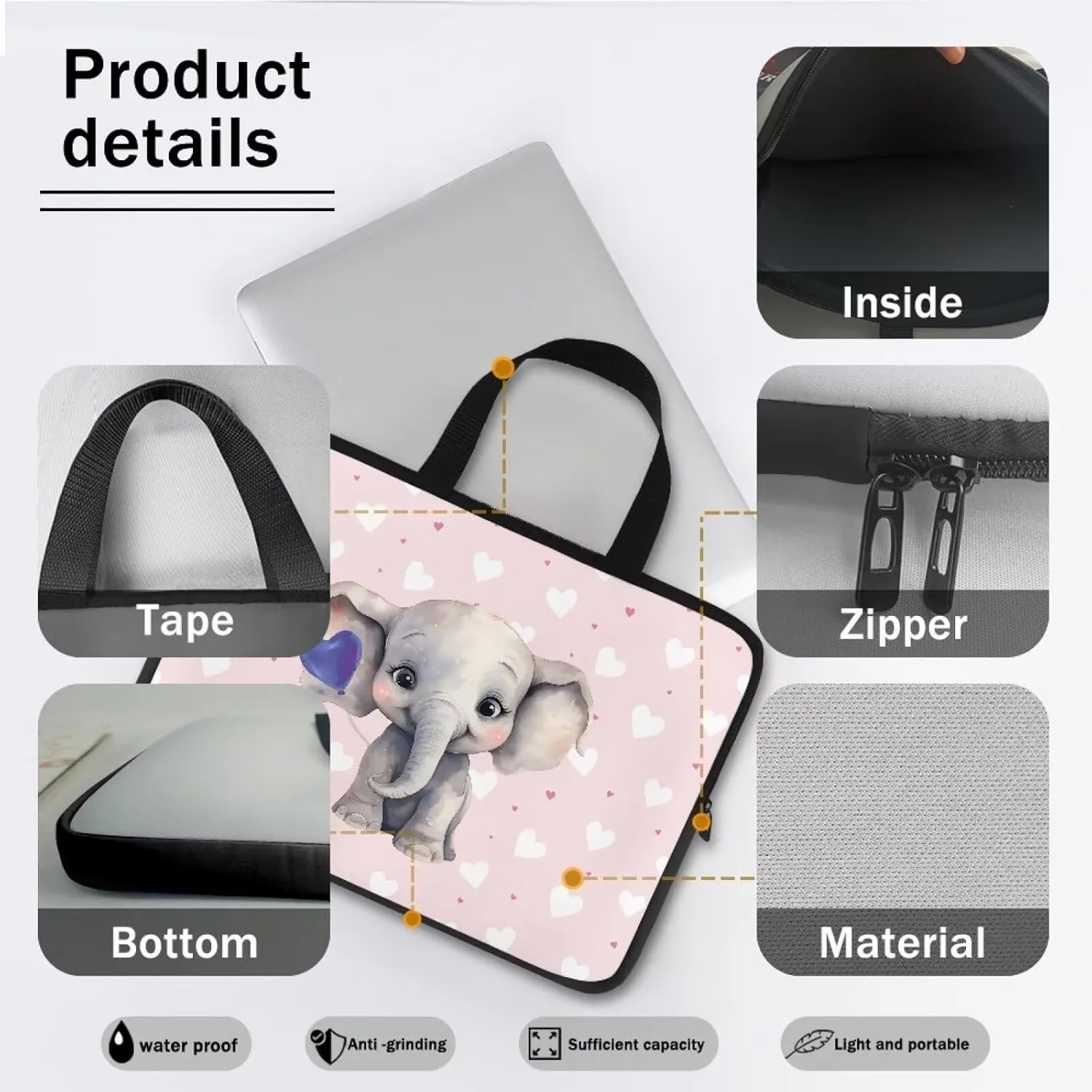 HUGS IDEA Computer Bag Laptop Sleeve Carrying Case with Handle Zipper Notebook Messenger Briefcase