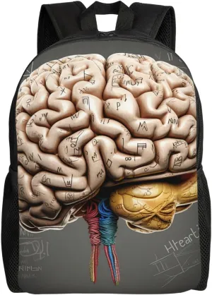 Human Brain Travel Backpack for Women Men Large Laptop Bag 16.1Inch College Bag Casual Daypack