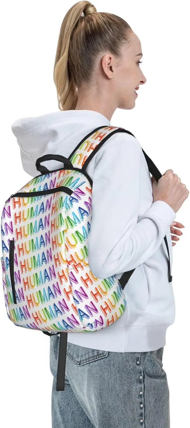 Human LGBT Rainbow Gay Pride Travel Laptop Backpack Casual Backpacks Double Shoulder Daypack Notebook Rucksack Work Bags Sports Bag for Hiking Camping Beach