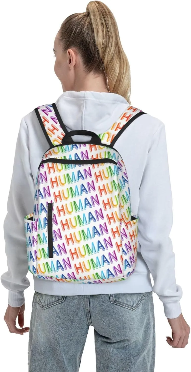 Human LGBT Rainbow Gay Pride Travel Laptop Backpack Casual Backpacks Double Shoulder Daypack Notebook Rucksack Work Bags Sports Bag for Hiking Camping Beach