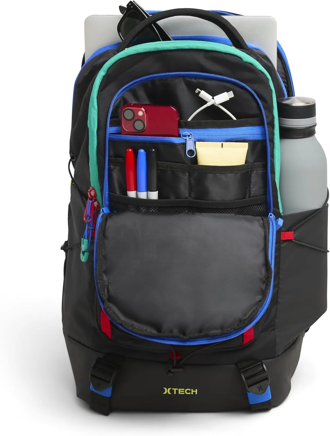 Hurley Men's Commuter Travel Backpack, Black/Primary Multi, One Size