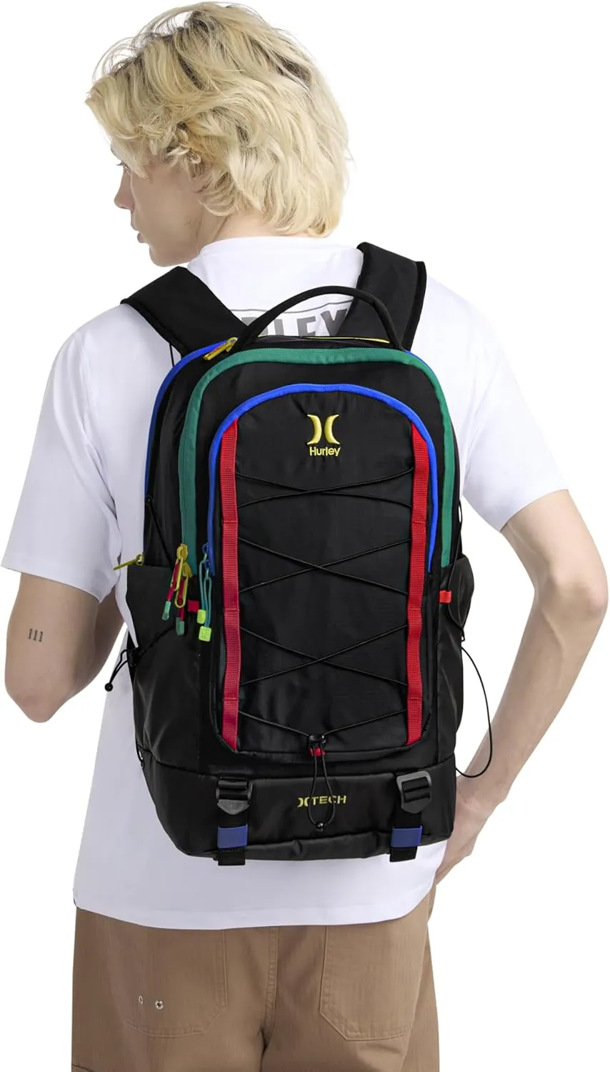 Hurley Men's Commuter Travel Backpack, Black/Primary Multi, One Size