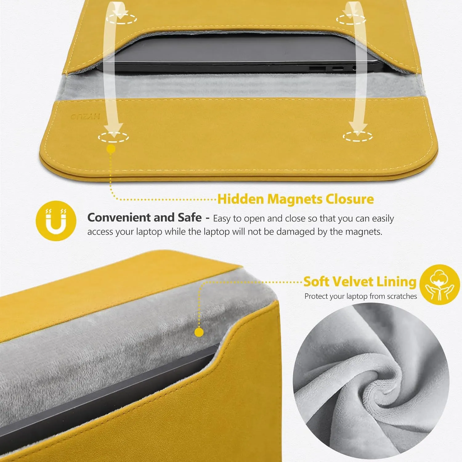 HYZUO 13 Inch Laptop Sleeve PC Case for MacBook Pro 13 M2 M1 2025-2016, MacBook Air 13 M4 M3 M2 M1 2025-2018, 13" iPad Pro/Air, Surface Pro, XPS 13, with Small Bag, Olive Yellow