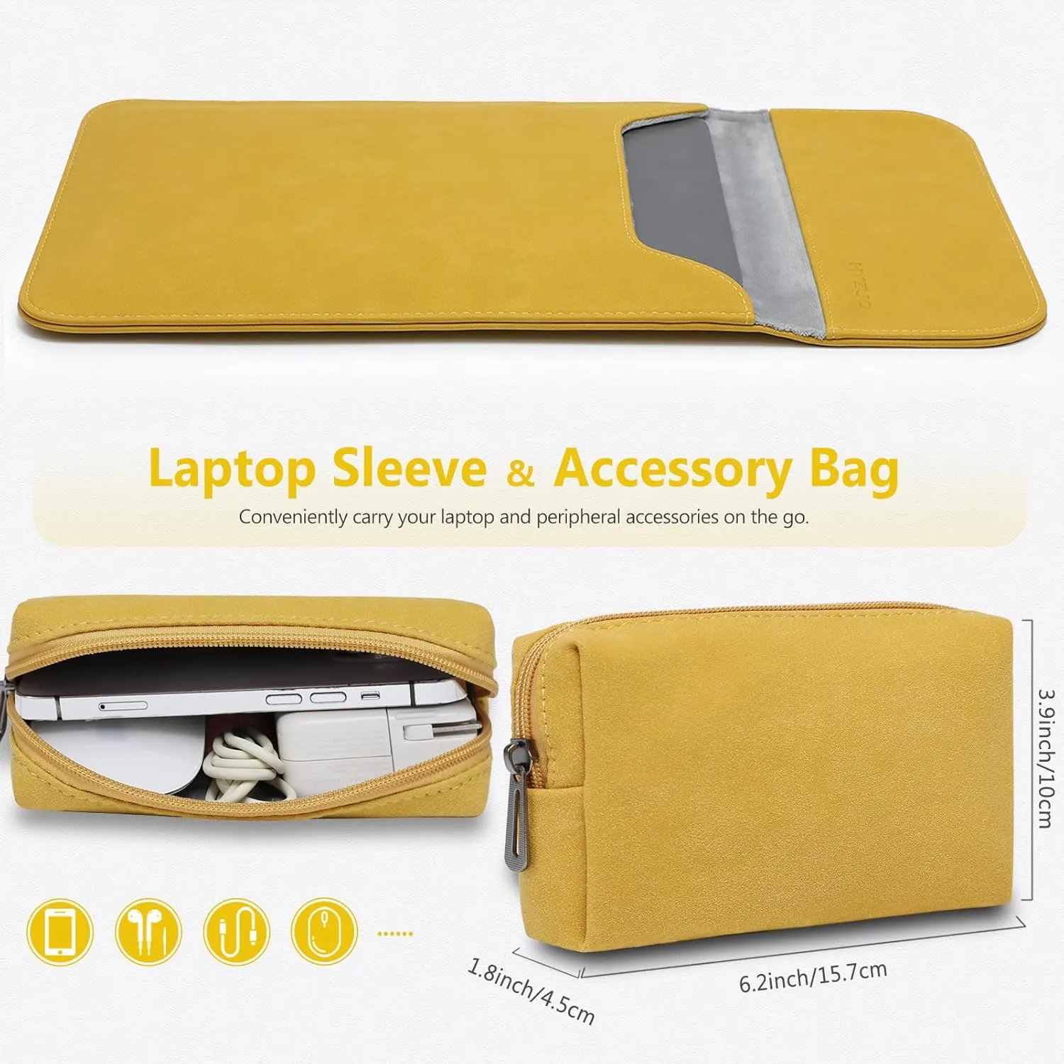 HYZUO 13 Inch Laptop Sleeve PC Case for MacBook Pro 13 M2 M1 2025-2016, MacBook Air 13 M4 M3 M2 M1 2025-2018, 13" iPad Pro/Air, Surface Pro, XPS 13, with Small Bag, Olive Yellow