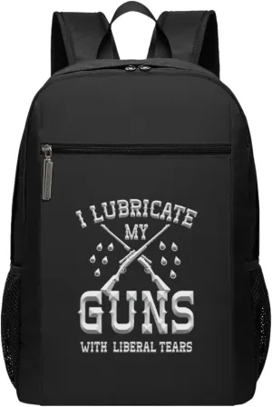 I Lubricate My Guns With Liberal Tears Travel Laptop Backpack, Business Anti Theft Slim Sturdy Laptops Backpacks, College Computer Bag Gift for Men & Women Fits 17 Inch Notebook,Black