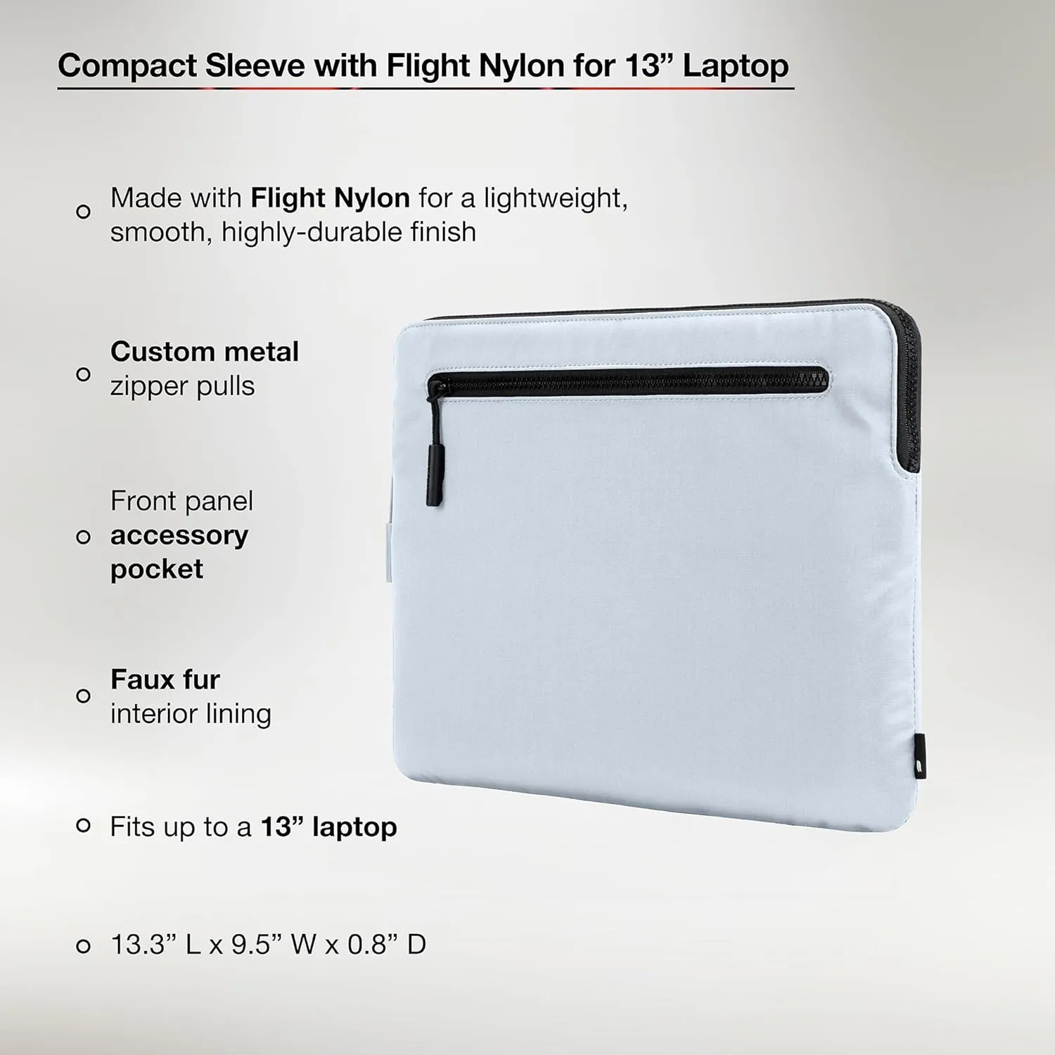 Incase Compact Laptop Sleeve with Flight Nylon MacBook/Laptop/iPad/Tablet Sleeve, and Cover, Lightweight, Weather Resistant, with Slip Pocket for Accessories (City Grey, 13-Inch)