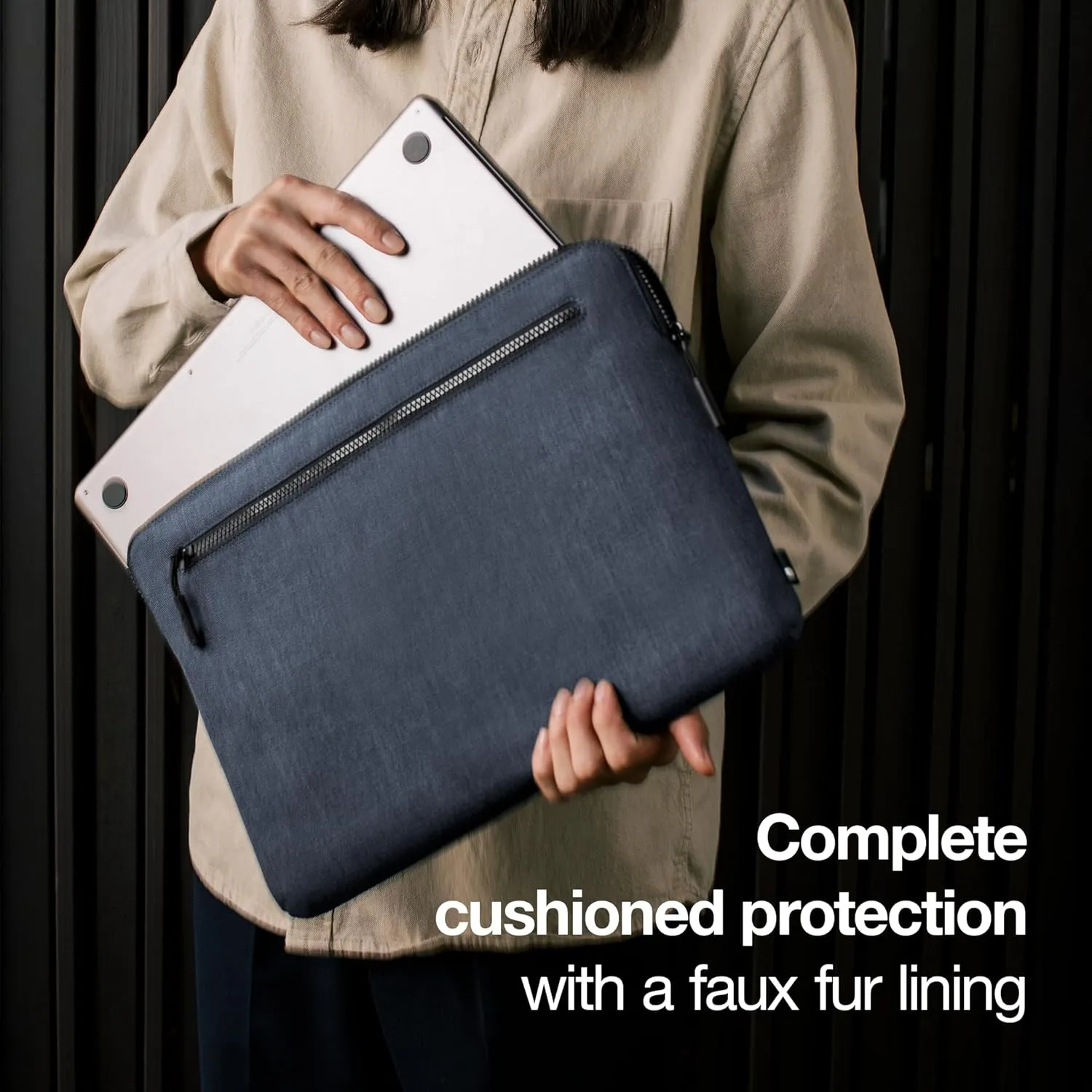 Incase Compact Laptop Sleeve with Woolenex - 14" MacBook/Laptop and iPad/Tablet Sleeve, Computer Case and Cover, Lightweight, Weather Resistant, with Slip Pocket for Accessories - Heather Navy