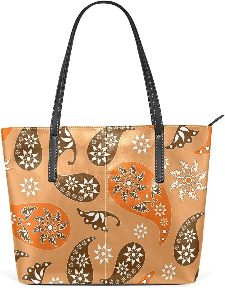 Indian Cucumber Tote Bag for Women Leather Shoulder Handbag with Zipper and Pockets Fashion Casual Handle Bag Purse for Travel Beach Working Laptop School Gym Shopping