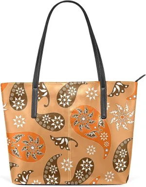 Indian Cucumber Tote Bag for Women Leather Shoulder Handbag with Zipper and Pockets Fashion Casual Handle Bag Purse for Travel Beach Working Laptop School Gym Shopping