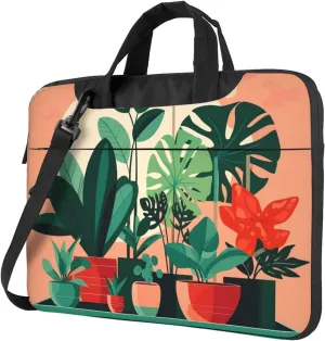 Indoor Potted Green Plants Laptop Shoulder Bag, Ultra Slim And Portable, With Padded Shoulder Strap And Handleã€‚