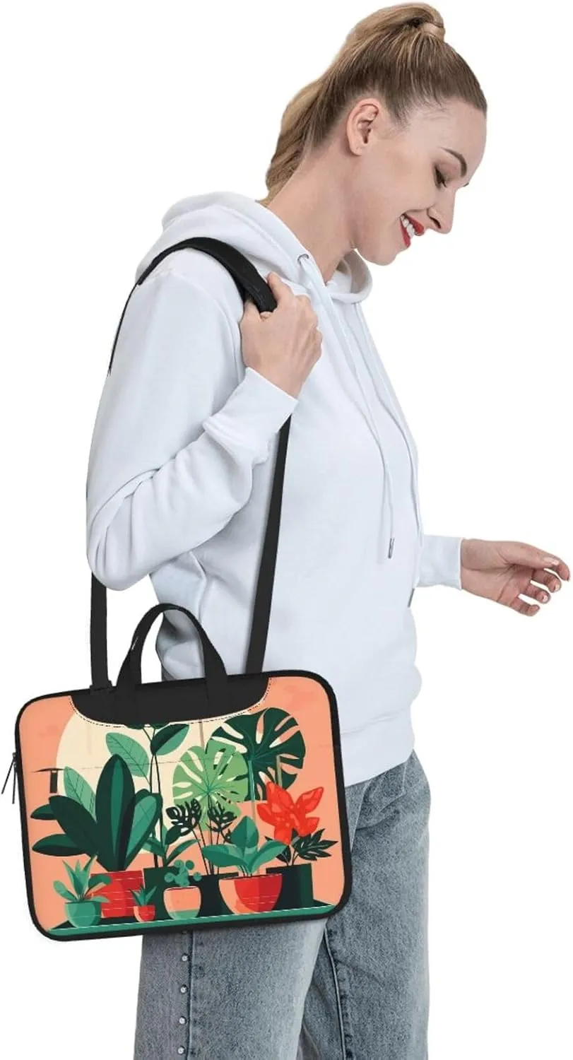 Indoor Potted Green Plants Laptop Shoulder Bag, Ultra Slim And Portable, With Padded Shoulder Strap And Handleã€‚