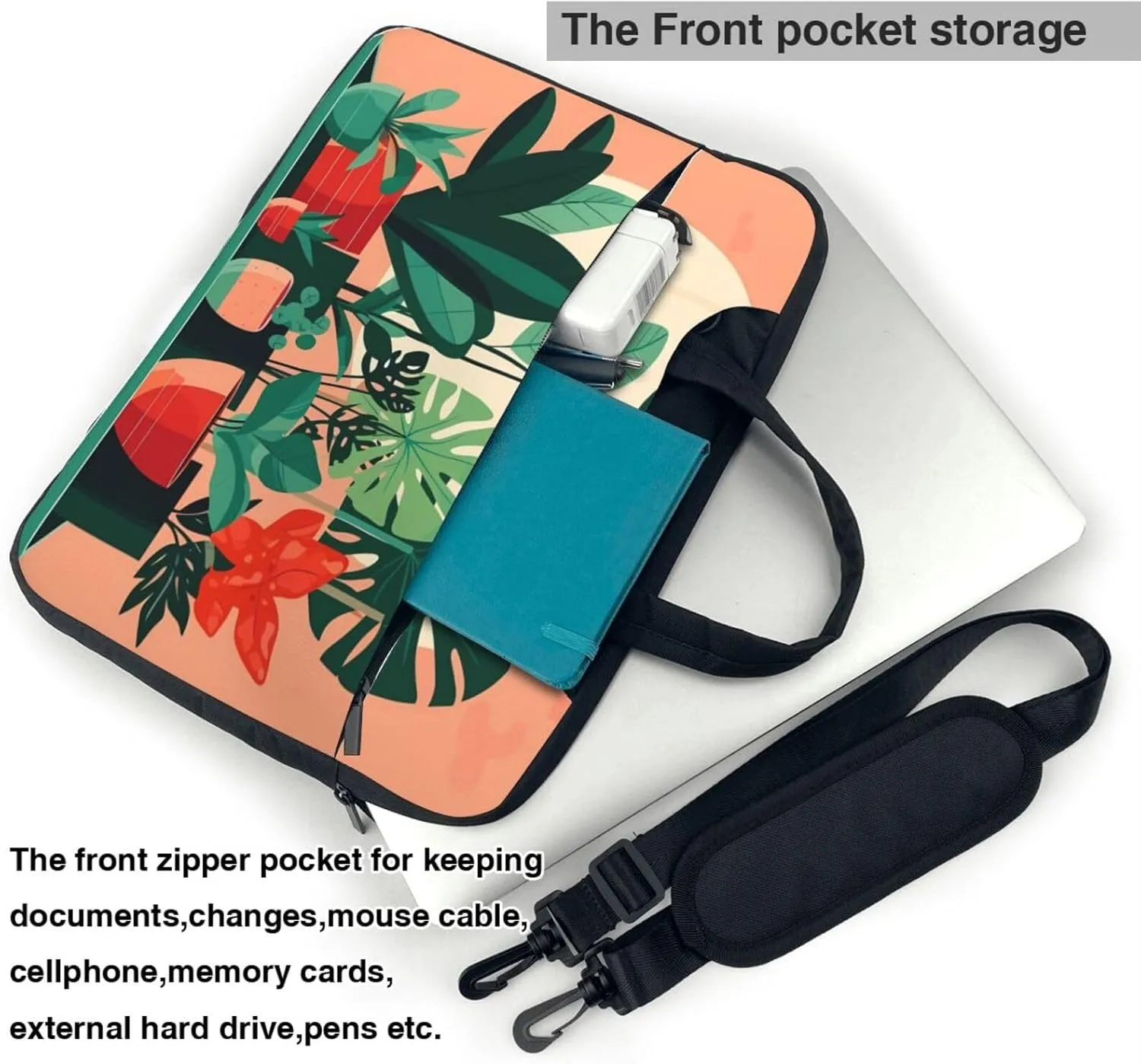 Indoor Potted Green Plants Laptop Shoulder Bag, Ultra Slim And Portable, With Padded Shoulder Strap And Handleã€‚