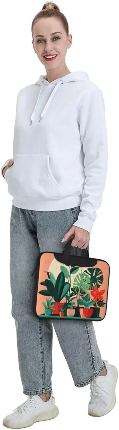 Indoor Potted Green Plants Laptop Shoulder Bag, Ultra Slim And Portable, With Padded Shoulder Strap And Handleã€‚