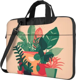 Indoor Small Green Plants Laptop Shoulder Bag,# Ultra Slim And Portable, With Padded Shoulder Strap And Handleã€‚