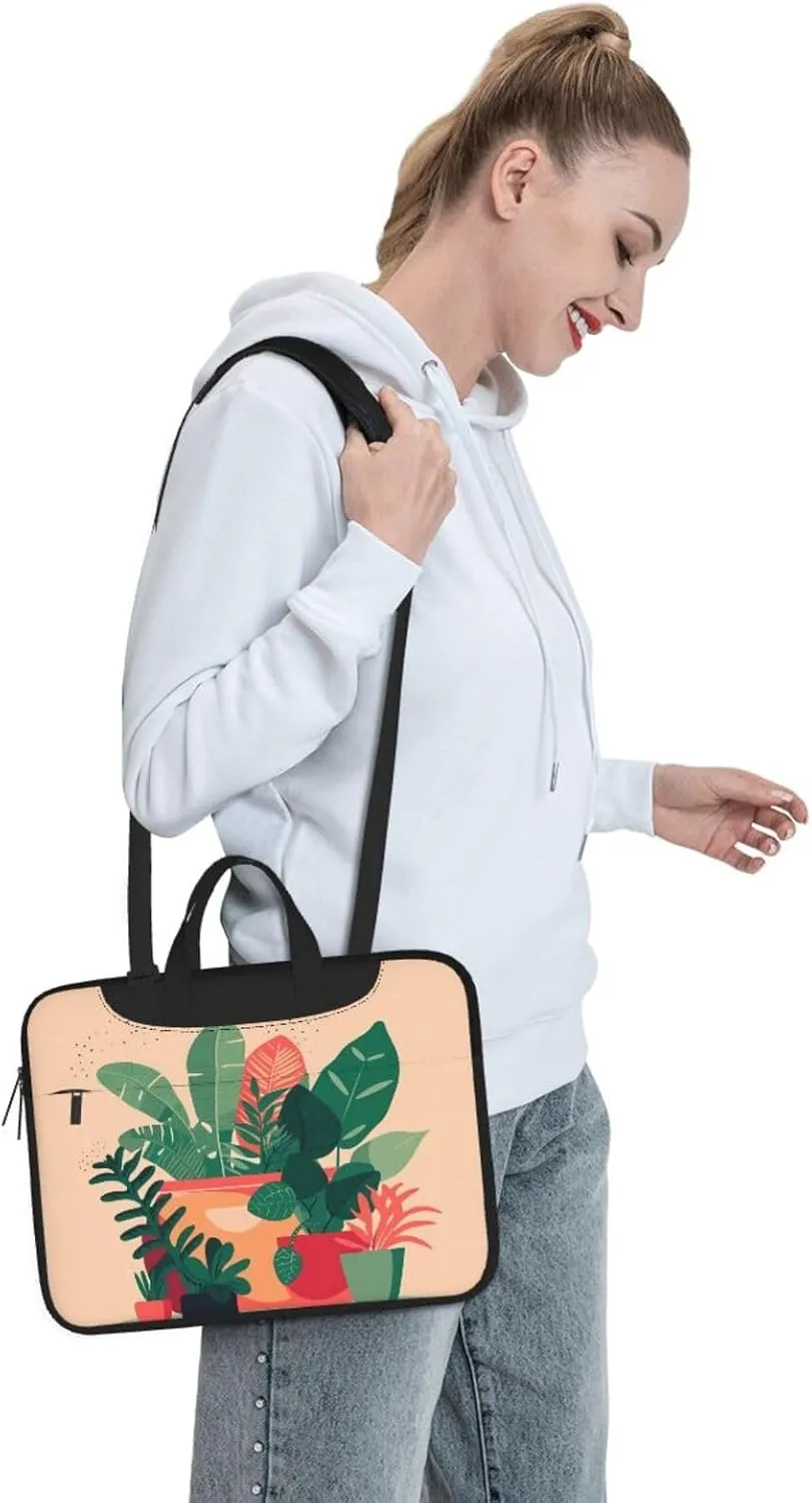Indoor Small Green Plants Laptop Shoulder Bag,# Ultra Slim And Portable, With Padded Shoulder Strap And Handleã€‚