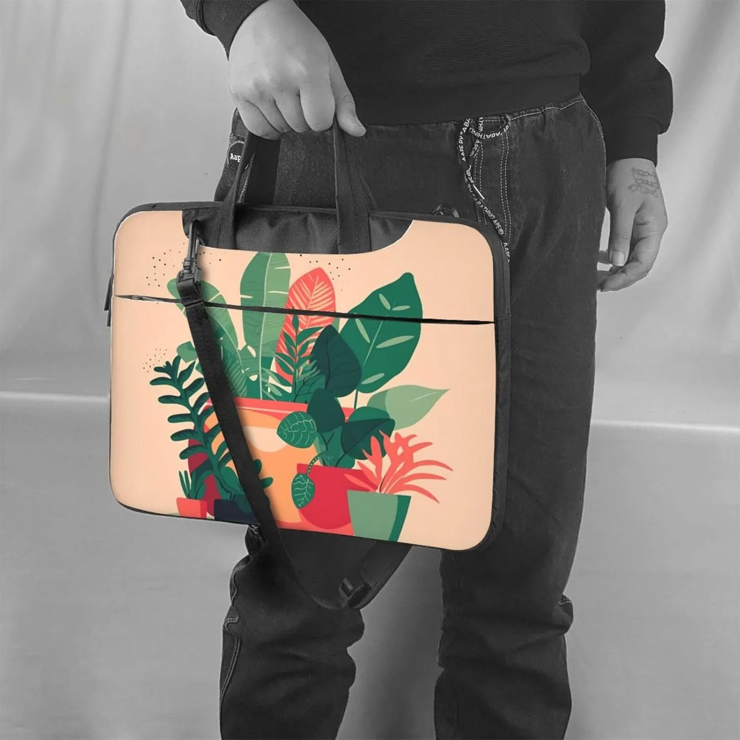 Indoor Small Green Plants Laptop Shoulder Bag,# Ultra Slim And Portable, With Padded Shoulder Strap And Handleã€‚