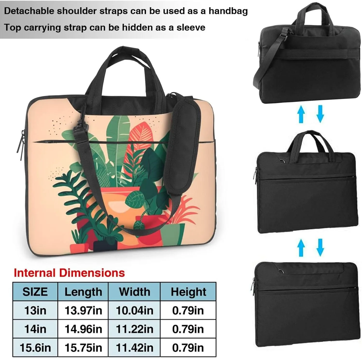 Indoor Small Green Plants Laptop Shoulder Bag,# Ultra Slim And Portable, With Padded Shoulder Strap And Handleã€‚