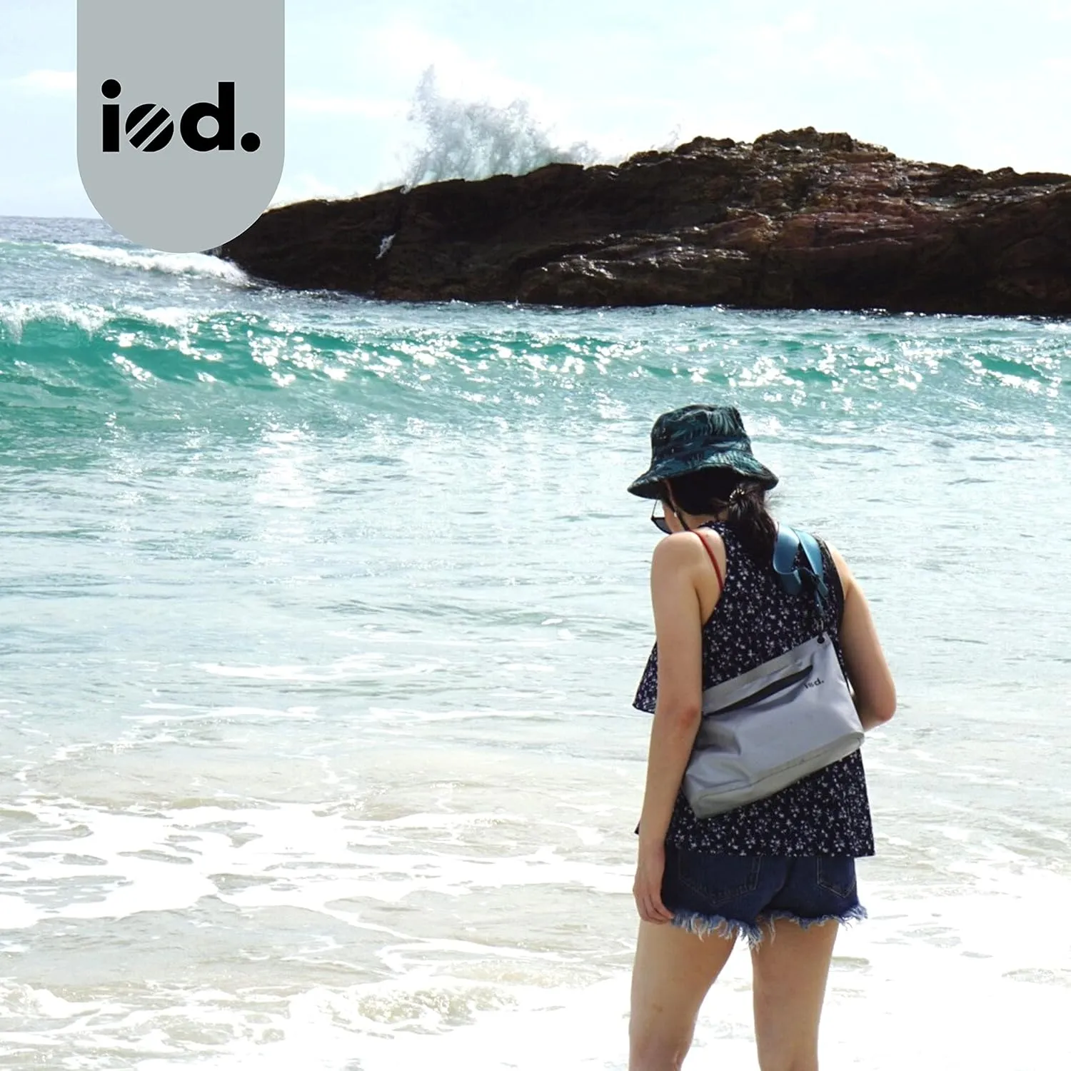 iod Weatherproof Sling Bag/Crossbody Bag with Water-Resistant Zipper - Tarpaulin Bag with Adjustable Shoulder Straps (White, M)