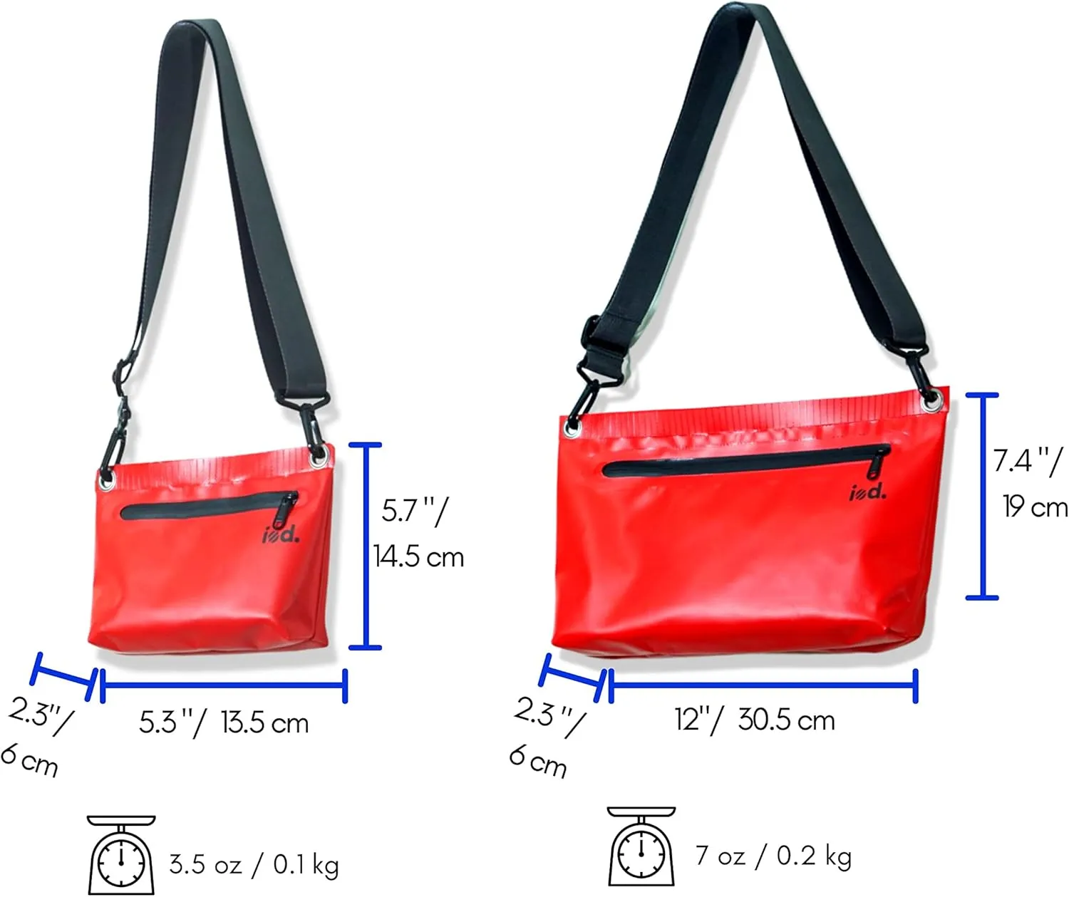 iod Weatherproof Sling Bag/Crossbody Bag with Water-Resistant Zipper - Tarpaulin Bag with Adjustable Shoulder Straps (White, M)