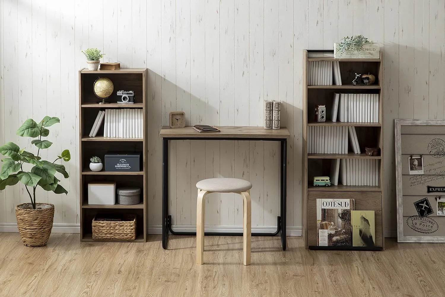 IRIS USA Computer Desk, 31" L x 15" W Slim Rustic Industrial Table with Matte Black Steel Frame and Heavy Duty Wooden Tabletop, Small Office Desk, Portable Computer Desk, Laptop Stand for Small Space
