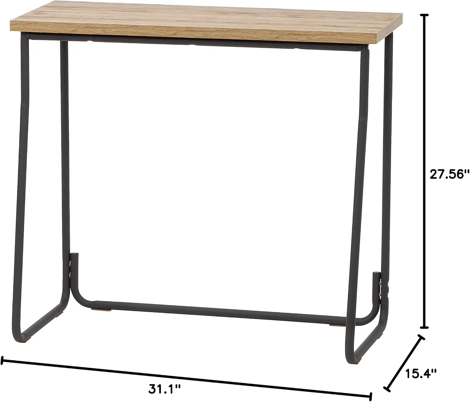 IRIS USA Computer Desk, 31" L x 15" W Slim Rustic Industrial Table with Matte Black Steel Frame and Heavy Duty Wooden Tabletop, Small Office Desk, Portable Computer Desk, Laptop Stand for Small Space