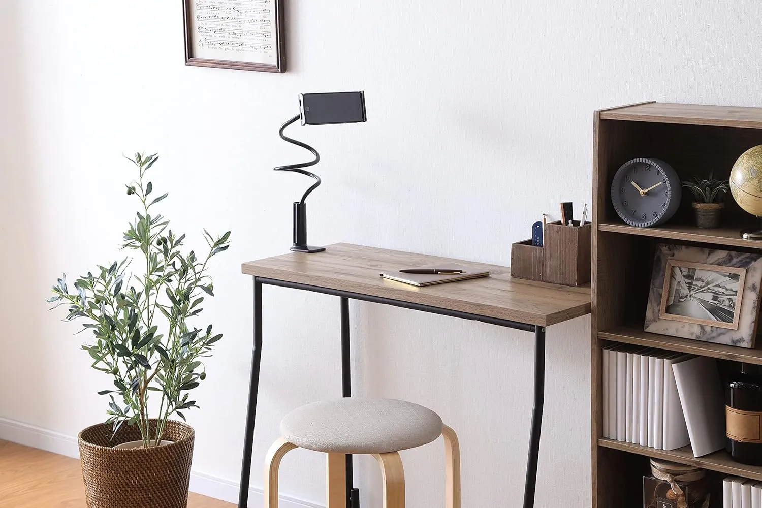 IRIS USA Computer Desk, 31" L x 15" W Slim Rustic Industrial Table with Matte Black Steel Frame and Heavy Duty Wooden Tabletop, Small Office Desk, Portable Computer Desk, Laptop Stand for Small Space